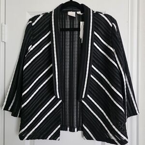 Chico’s Collection Aurora Jacket Black & White Open Front – Size 0 (S/4) NWT